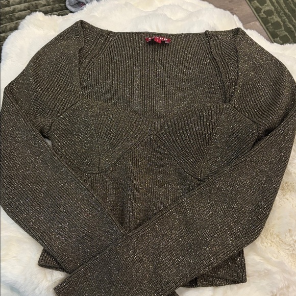 Staud Cerro Metallic Long Sleeve Sweater Top - Picture 6 of 7